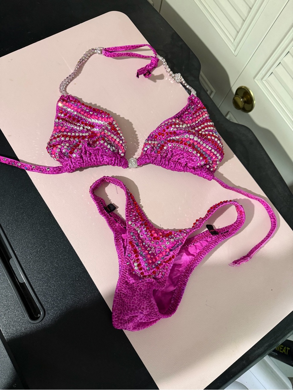 Hot Pink Rhinestone Bikini Set